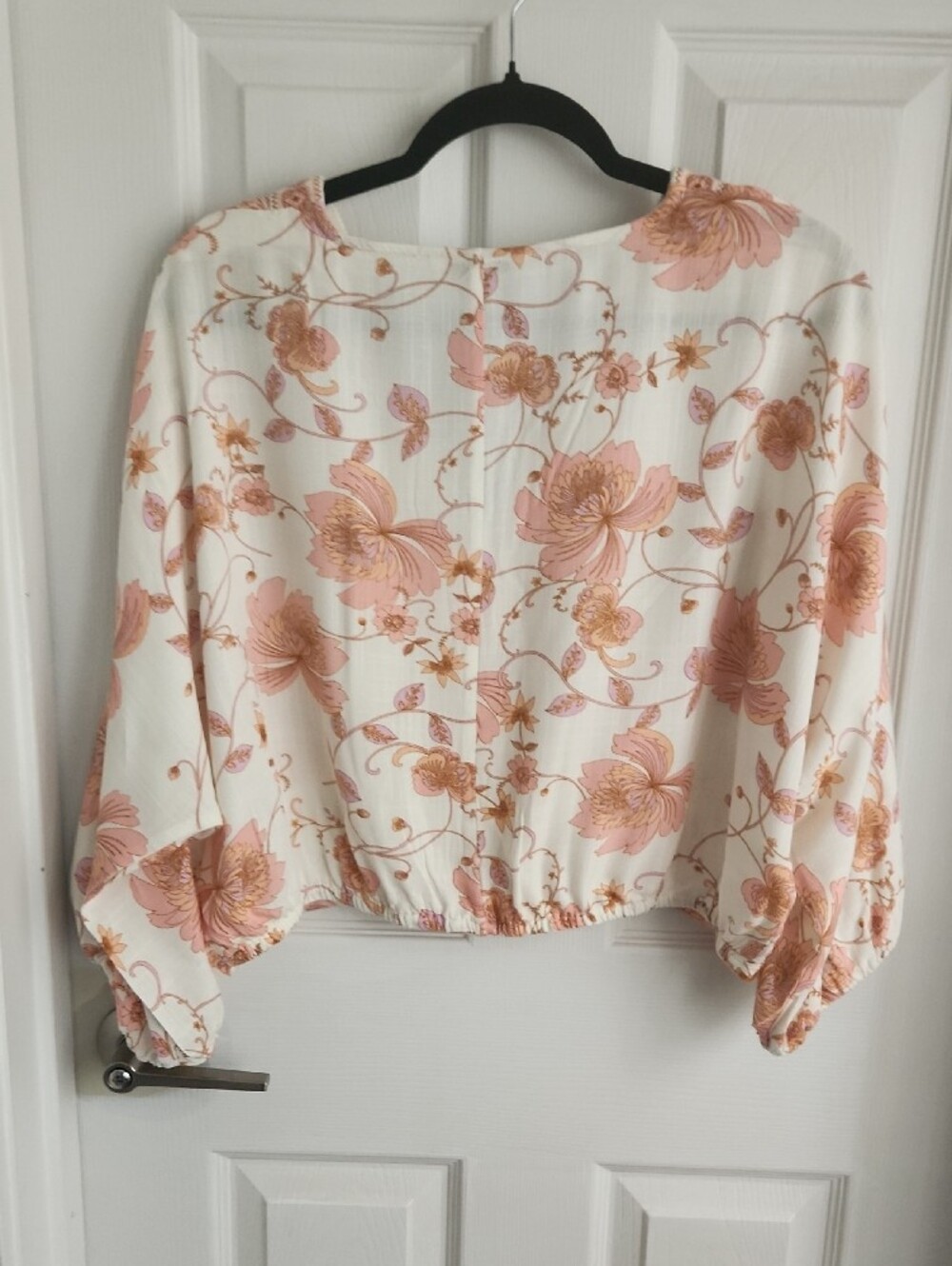 Rose & Olive Cream Blouse with Pink & Peach Floral Print - Picture 4 of 7